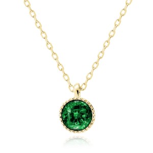 Lantisor argint placat cu aur galben cu pandantiv cu piatra verde DiAmanti Z2151NG_EM-DIA (Argint 925‰ 2,4 g.)